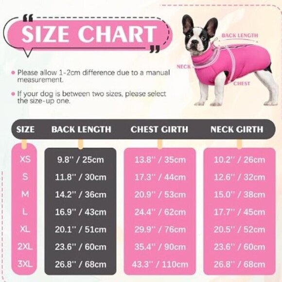 PINK WARM DOG COAT REFLECTIVE WINDPROOF,  WINTER DOG JACKET XL - Picture 3 of 11